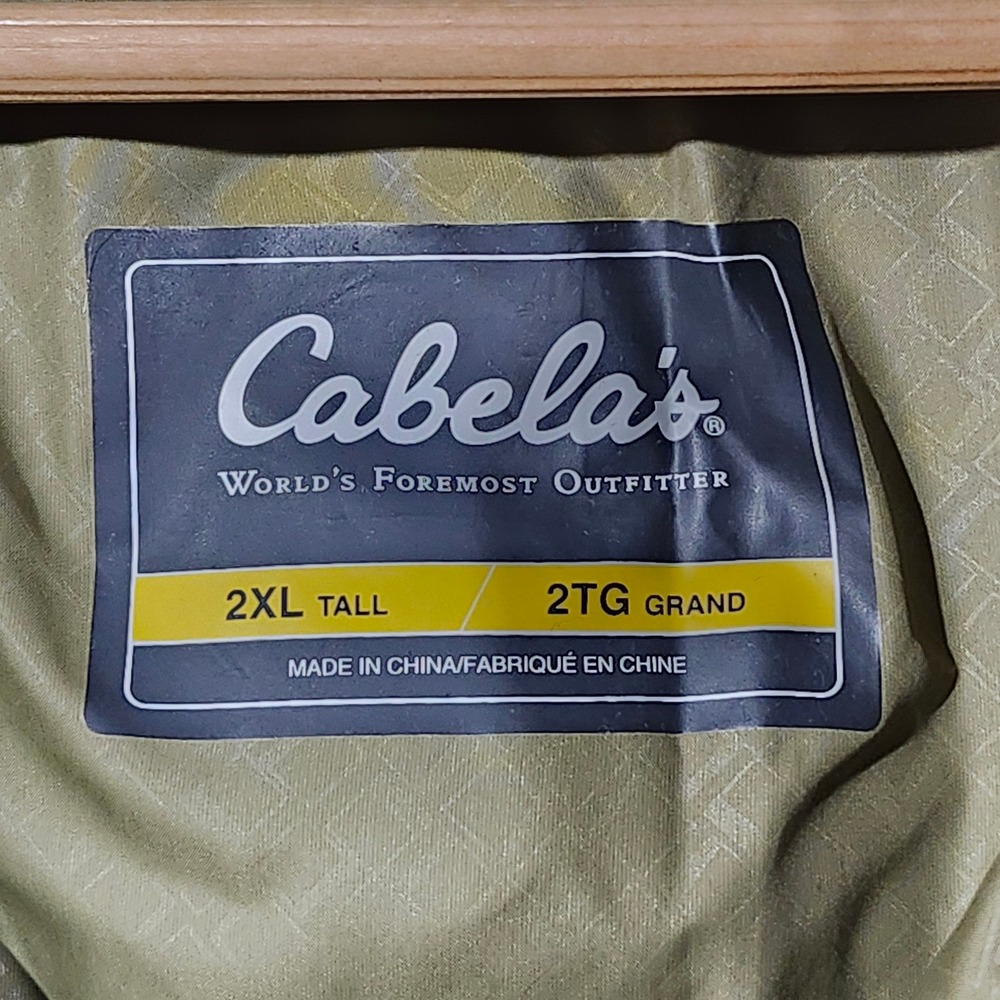Cabelas Mens 2XL Tall 650 Down Puffer Jacket Olive Green Reinforced Elbows Tall - Picture 3 of 14